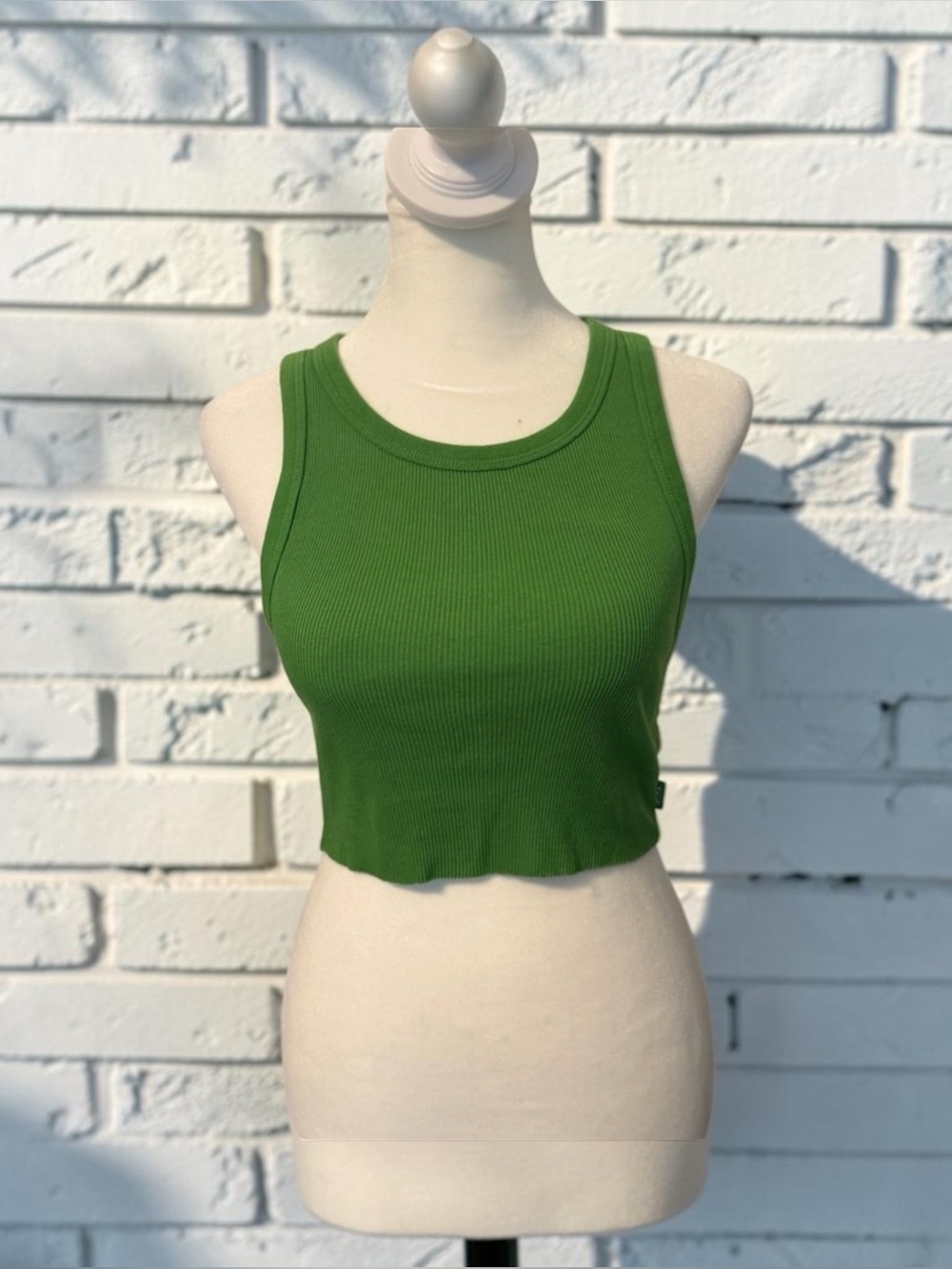 TNA Green Ribbed Crop Tank Top